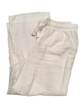 Joie 100% Linen Lightweight Wide Leg Drawstring Pants Pockets Neutral Sz L